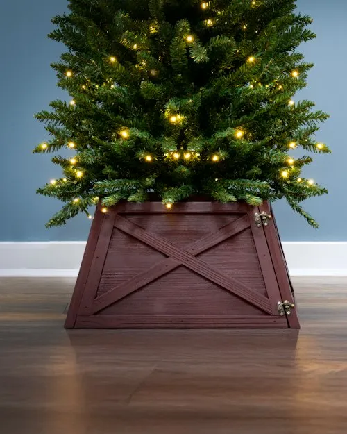 Artificial Tree Large Christmas Tree Stands Skirts Red Wooden Christmas Tree Skirt (Fits 4ft-6ft Trees)