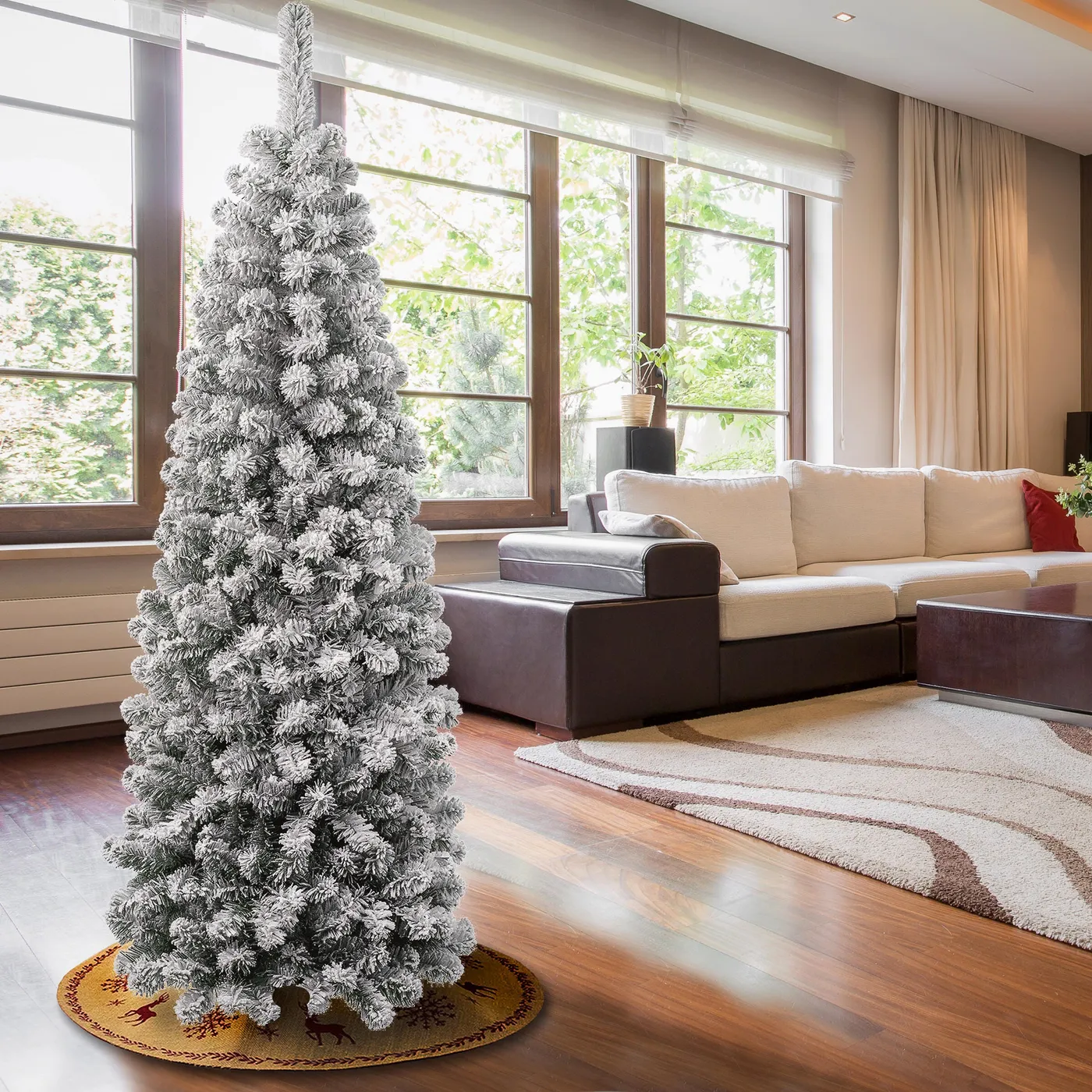 Ashley National Tree Company 6' Slim Flocked Acacia Artificial Christmas  Tree In Green | ModeSens
