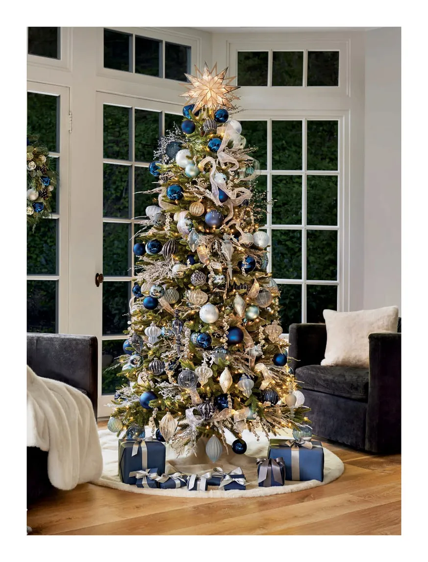 Balsam Hill - 2023 Holiday 1 - Sapphire & Gold Gilded Glory Glass Finial  Ornaments, Set of 4
