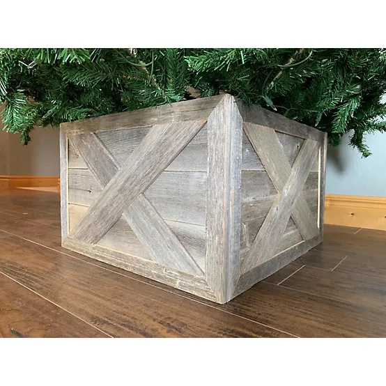 Barnwood USA 27 in. x 14.5 in. Rustic Farmhouse Deluxe Reclaimed Wood Christmas Tree Box Collar, Weathered Gray at Tractor Supply Co