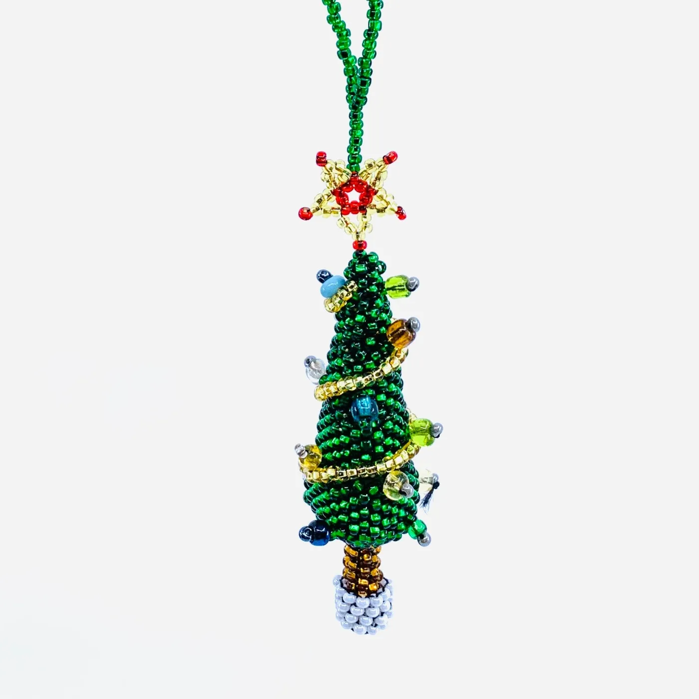 Beaded Christmas Ornament, Christmas Tree - Luke Adams Glass Blowing Studio