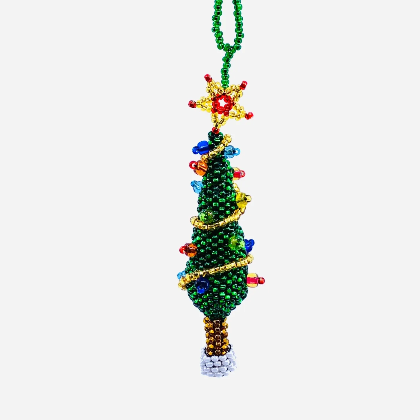 Beaded Christmas Ornament, Christmas Tree - Luke Adams Glass Blowing Studio