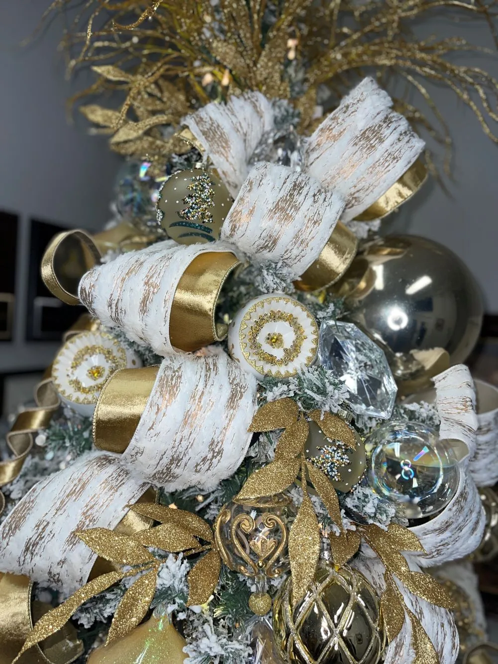 Beaded Christmas Tree Glass Ball Ornament | Fancy Face Designs