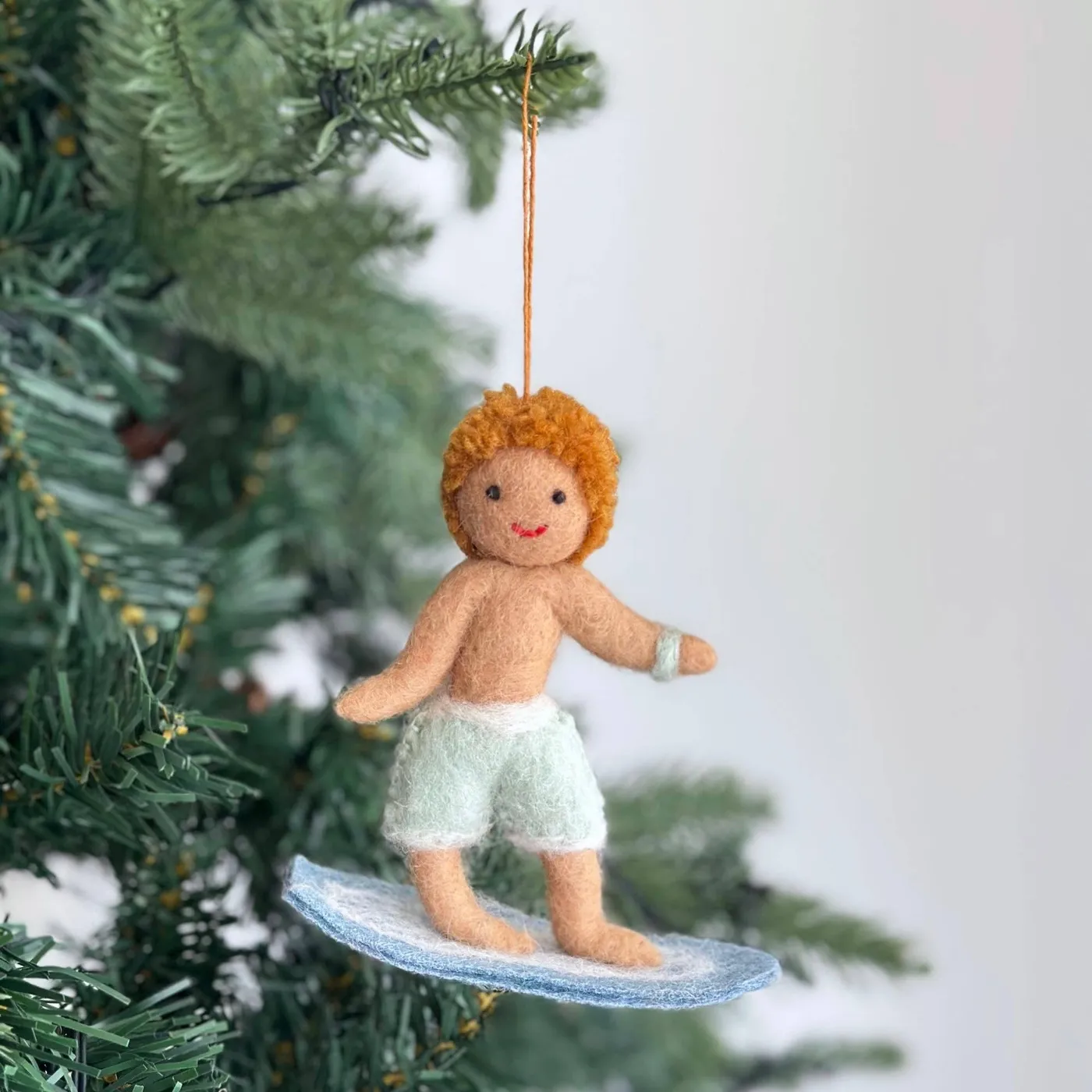 Best Felt Ornament - Surfer Boy | Ganapati Crafts Co. White Surfer Boy