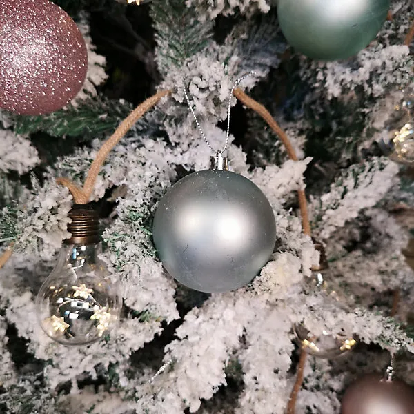Box of 24 8cm Assorted Pastel Matte and Glitter Design Shatterproof  Christmas Bauble Decorations