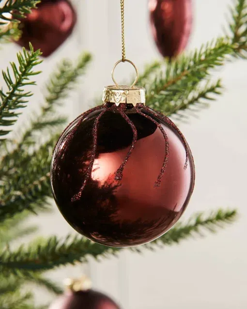 Burgundy Glass Baubles, 20 Pack - Christmas Bender