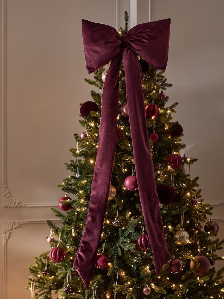 Buy Burgundy Red Velvet Bow Tree Topper from Next USA