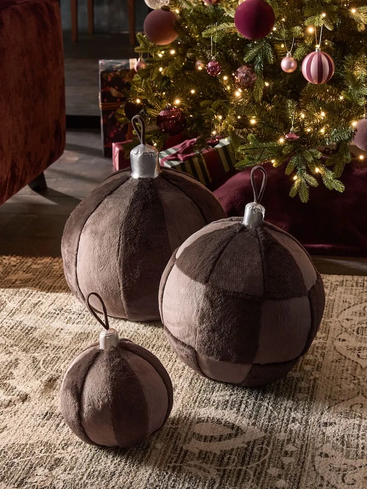 Buy Chocolate Brown Plush Bauble Christmas Decoration from Next USA
