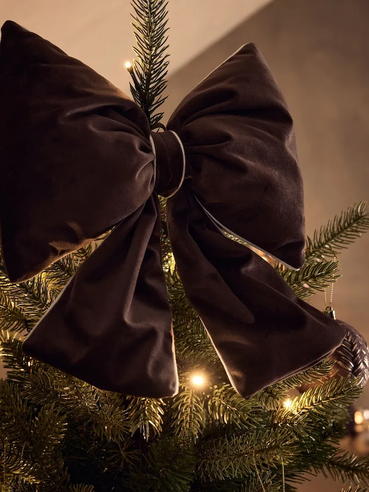 Buy Chocolate Brown Velvet Bow Tree Topper from Next Macau