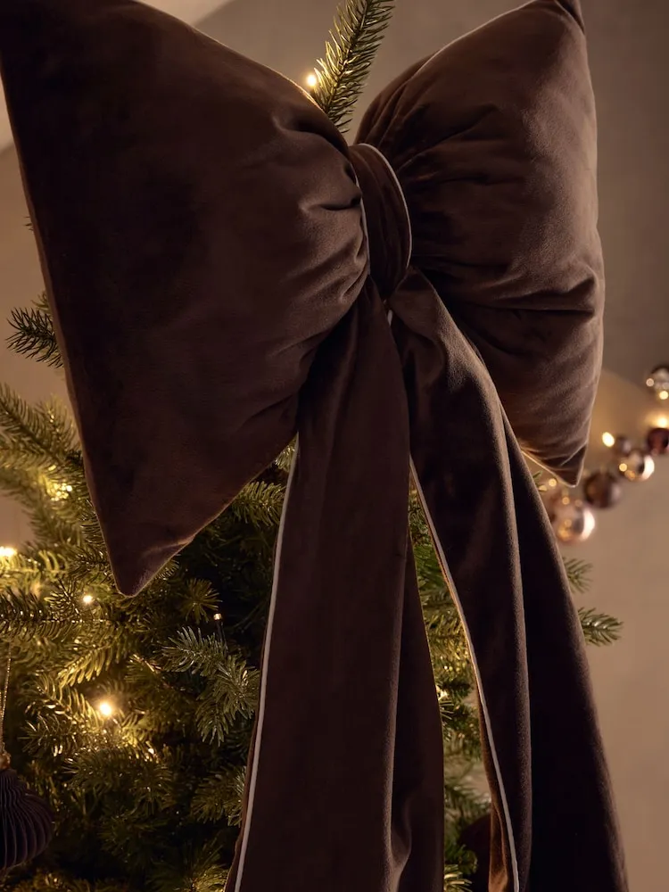 Buy Chocolate Brown Velvet Bow Tree Topper from Next Macau