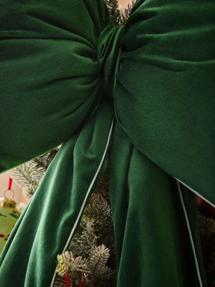 Buy Dark Green Velvet Bow Tree Topper from Next USA