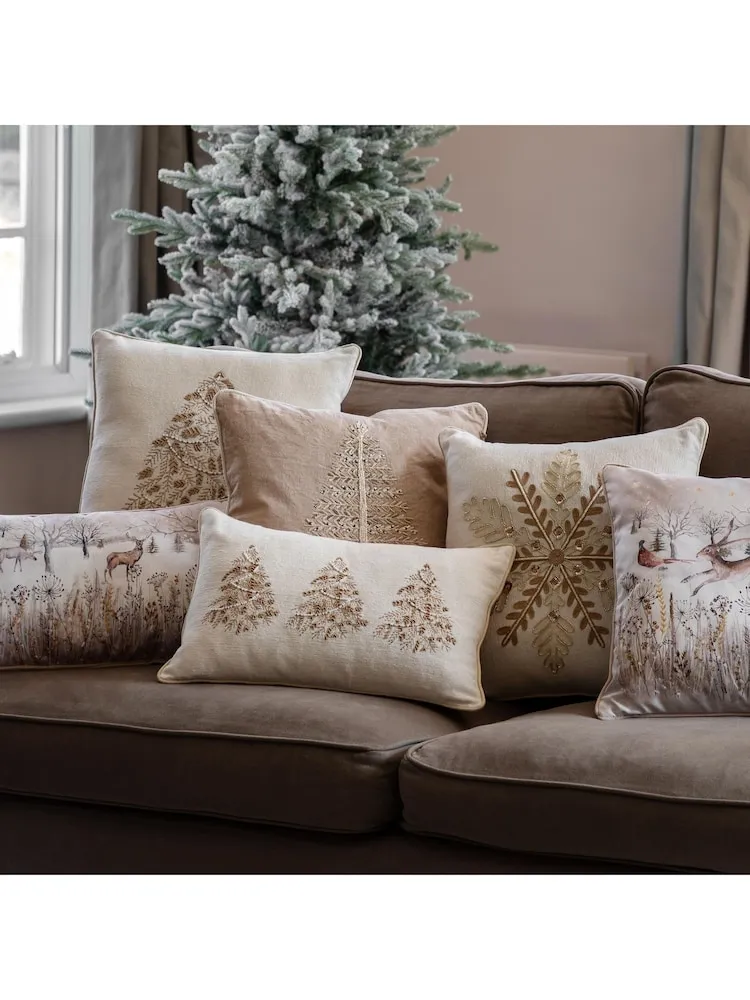 Buy Gallery Home Cream Luxe Embroidered Christmas Tree Trio Cushion from the Next UK online shop