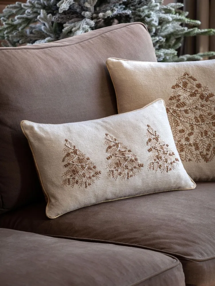 Buy Gallery Home Cream Luxe Embroidered Christmas Tree Trio Cushion from the Next UK online shop