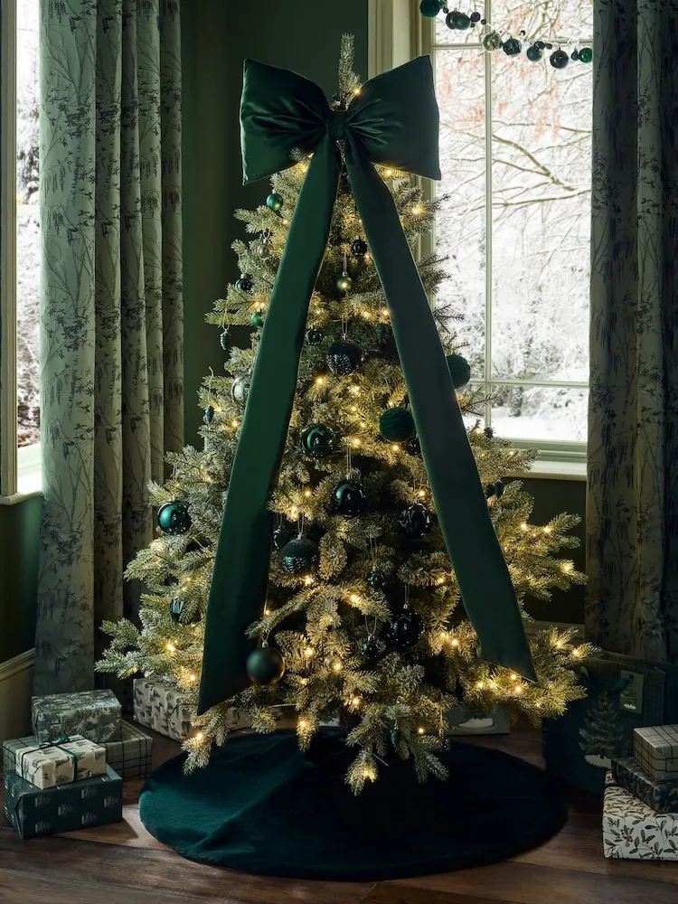 Buy Green Velvet Christmas Bow Tree Topper from Next Netherlands