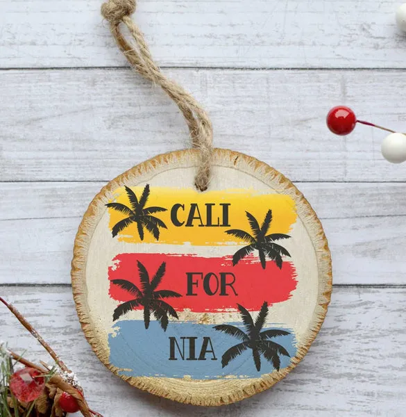 California Christmas Tree Ornament | Natural Pine Wood Slice Ornament -  Last Earth Clothing