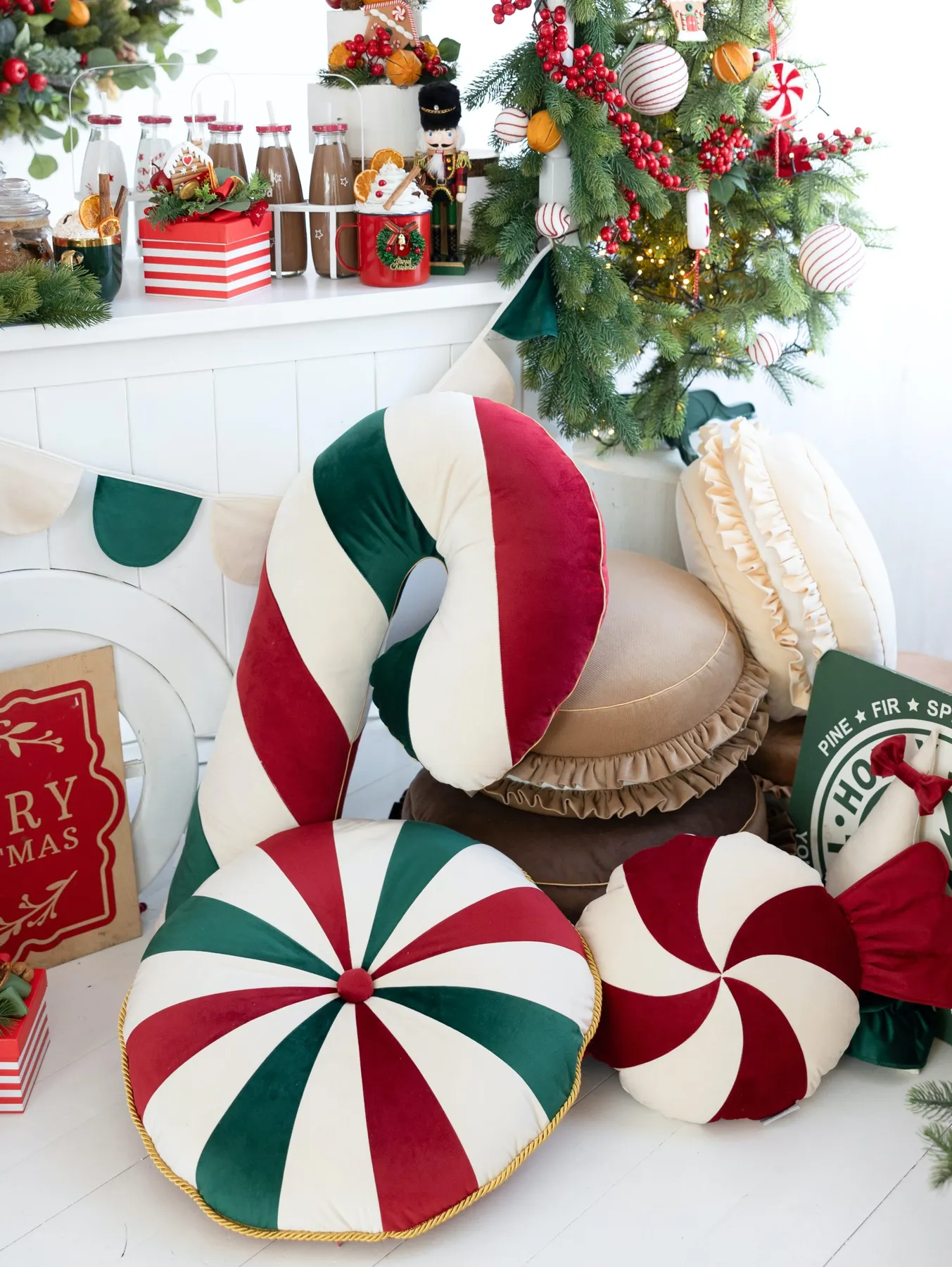 Candy Cane pillow, Big Christmas decorative pillow - Cozy & Dozy