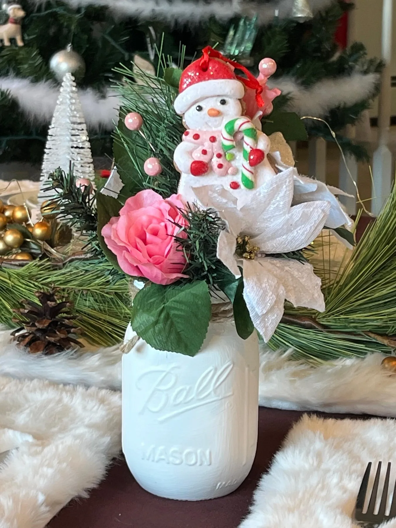 Candy Cane Snowman Mason jar holiday | Mercari