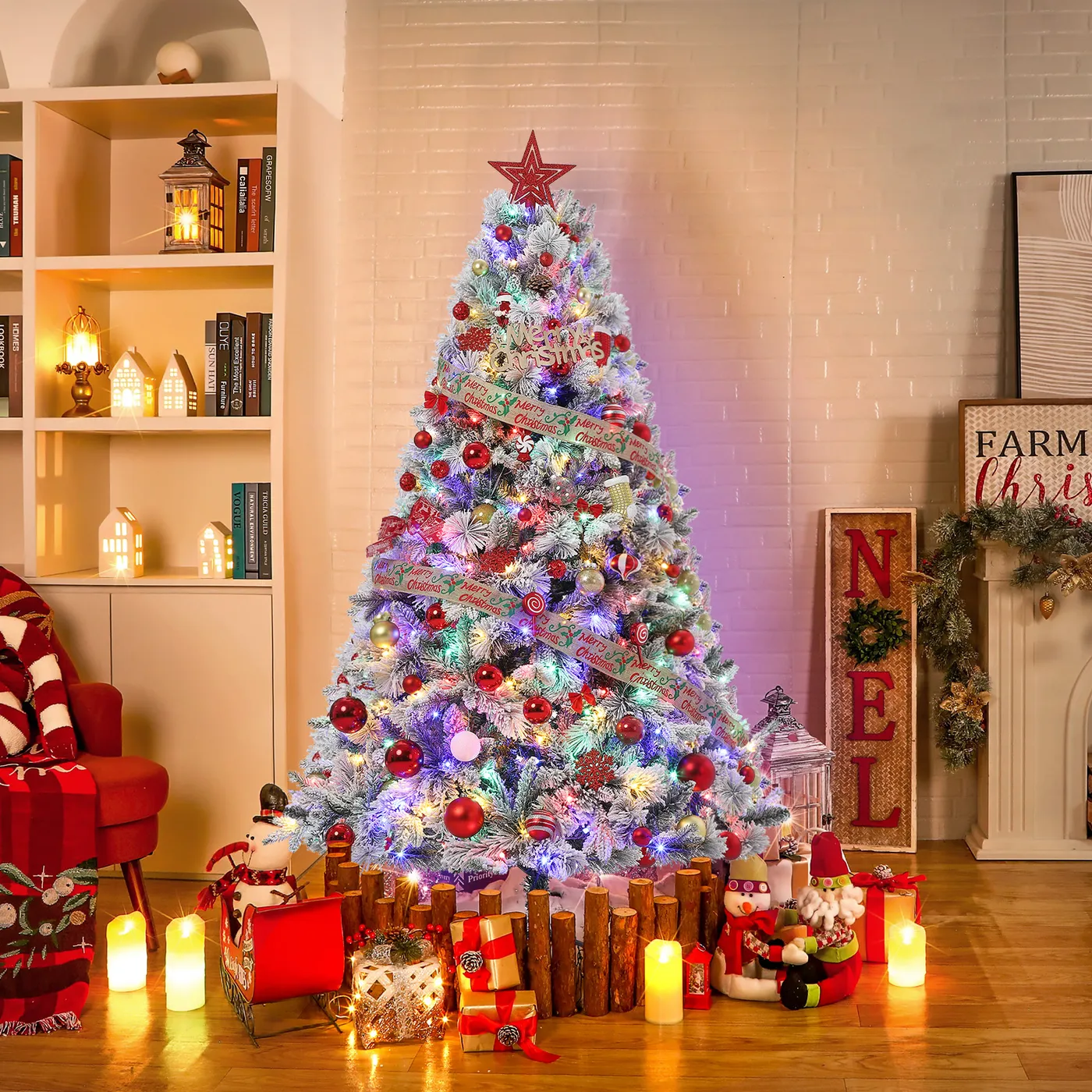 Celebrations 7 ft. Slim Pine Christmas Tree with 400 Warm White 7-Foot  Henry Fir Christmas Tree with Lights | 400 Color-Changing Warm White &  Multi-Color LED Lights with 3 Modes | 1000 Tips💥Árbol D