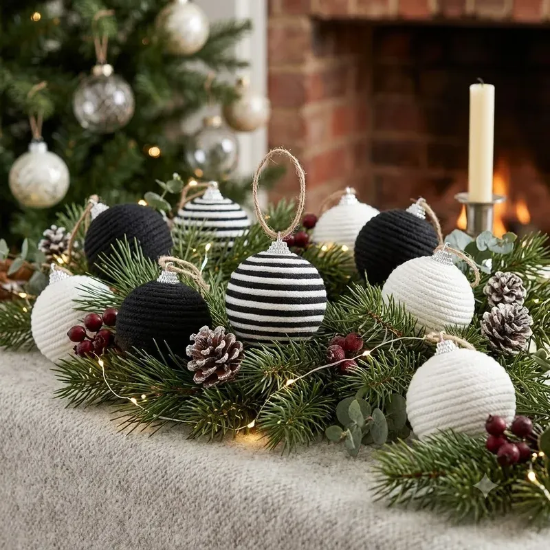 Christmas Ball Hanging Ornament for Party Decoration, Featuring Linen Thread Pendant in Festive Style - Nihaojewelry Canada