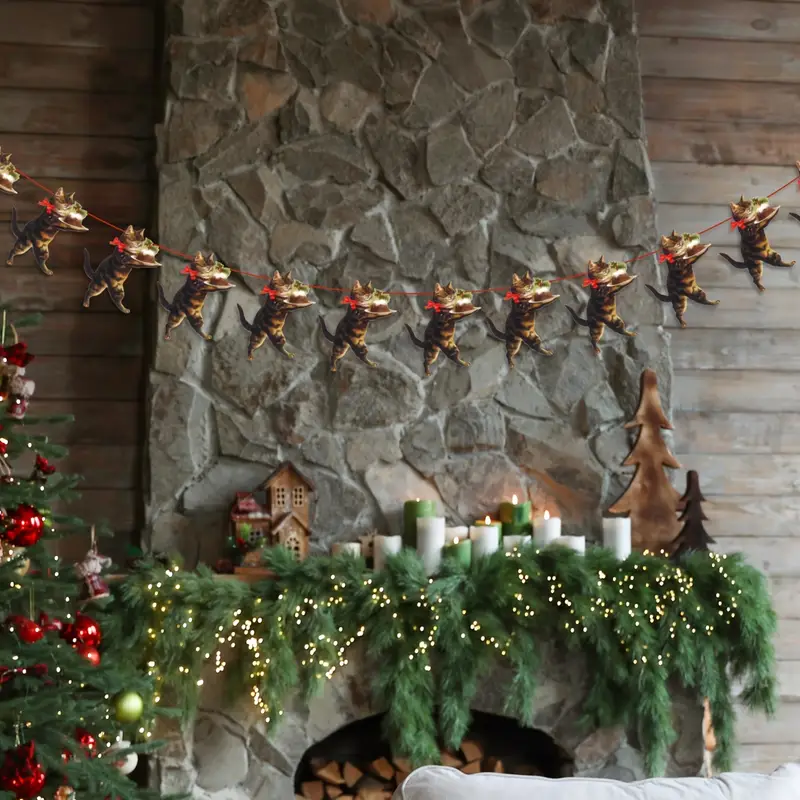 christmas cat garland banner vintage victorian style cat - Temu Germany