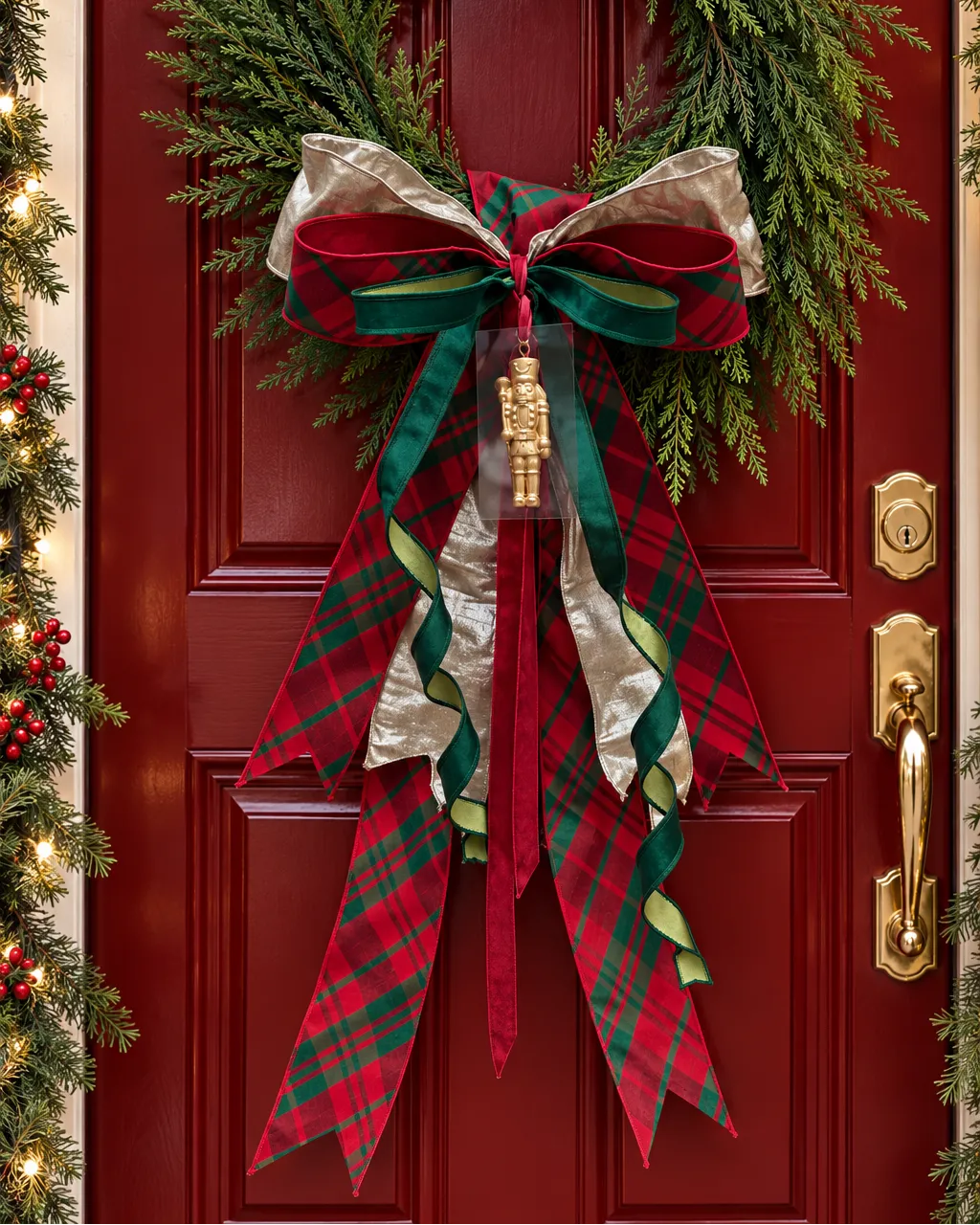 Christmas Collection: Mistletoe Manor Triple Bow Sash – Outside and In