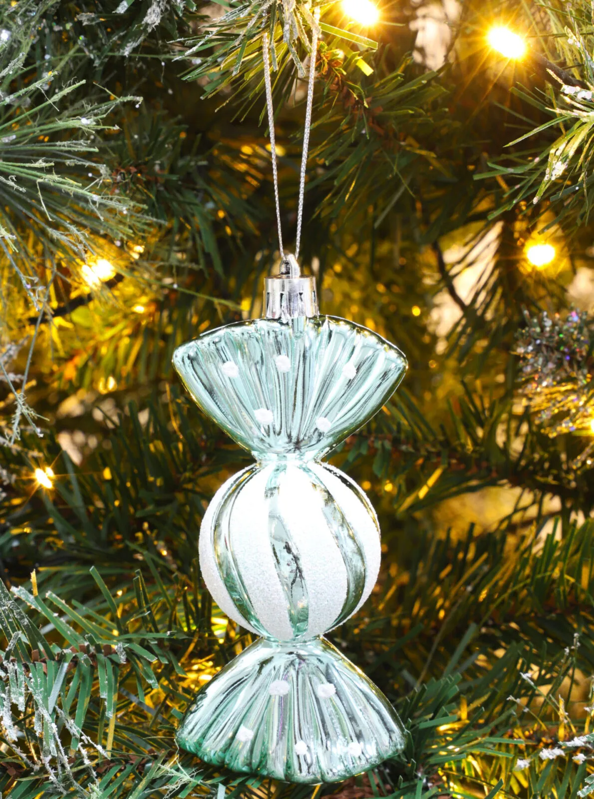 Christmas Concepts® Pack of 5-110mm Large Sweet Shaped Baubles - Shiny & Glitter Decorated - Christmas Baubles (Mint Green)