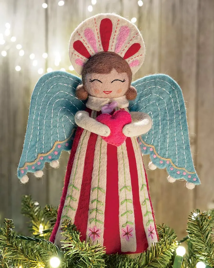 Christmas Decoration Angel Tree Topper Red FSC Paper Angel Christmas Tree  Topper Red Floralsilk