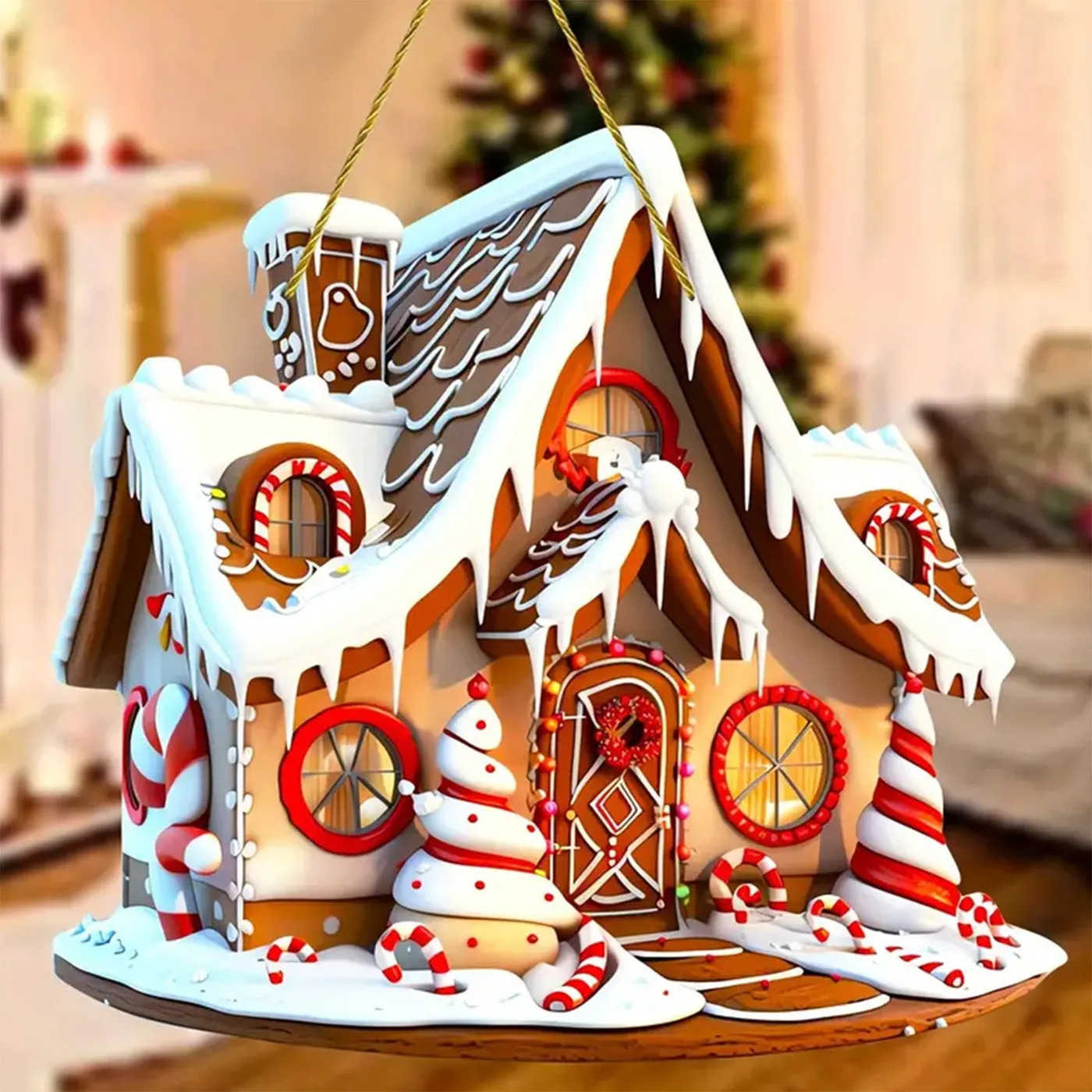 Christmas Gingerbread House Decorations, Festive Tree Ornaments, Hangable, Glitter Accents, for Holiday Home Decor, Wall Hanging, Seasonal, Xmas Wall Art, Ihhxbz - Walmart.ca
