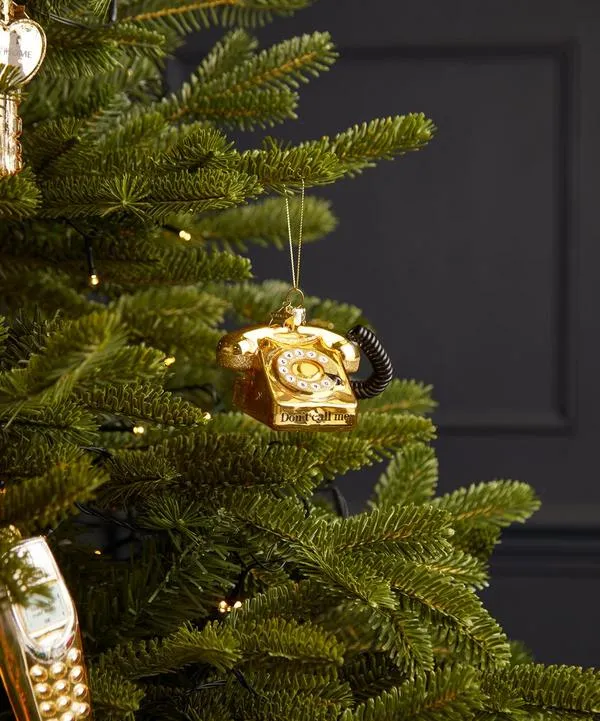 Christmas Gold Vintage Telephone Glass Ornament | Liberty