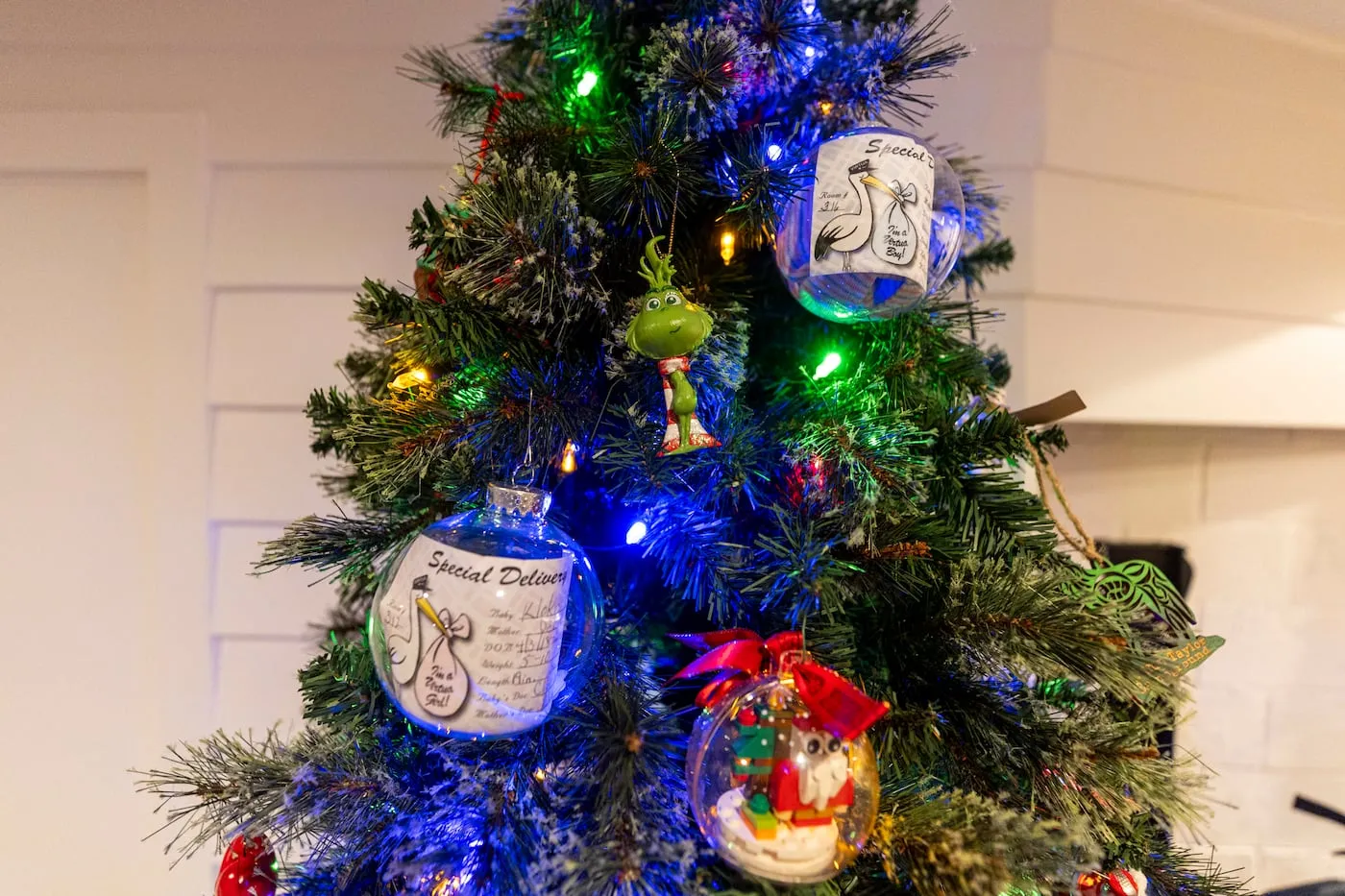Christmas house in Riverton, N.J., with three decorated trees