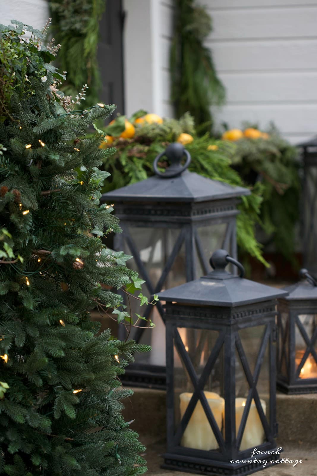 Christmas in July- Natural Front Porch Decorating - French Country Cottage