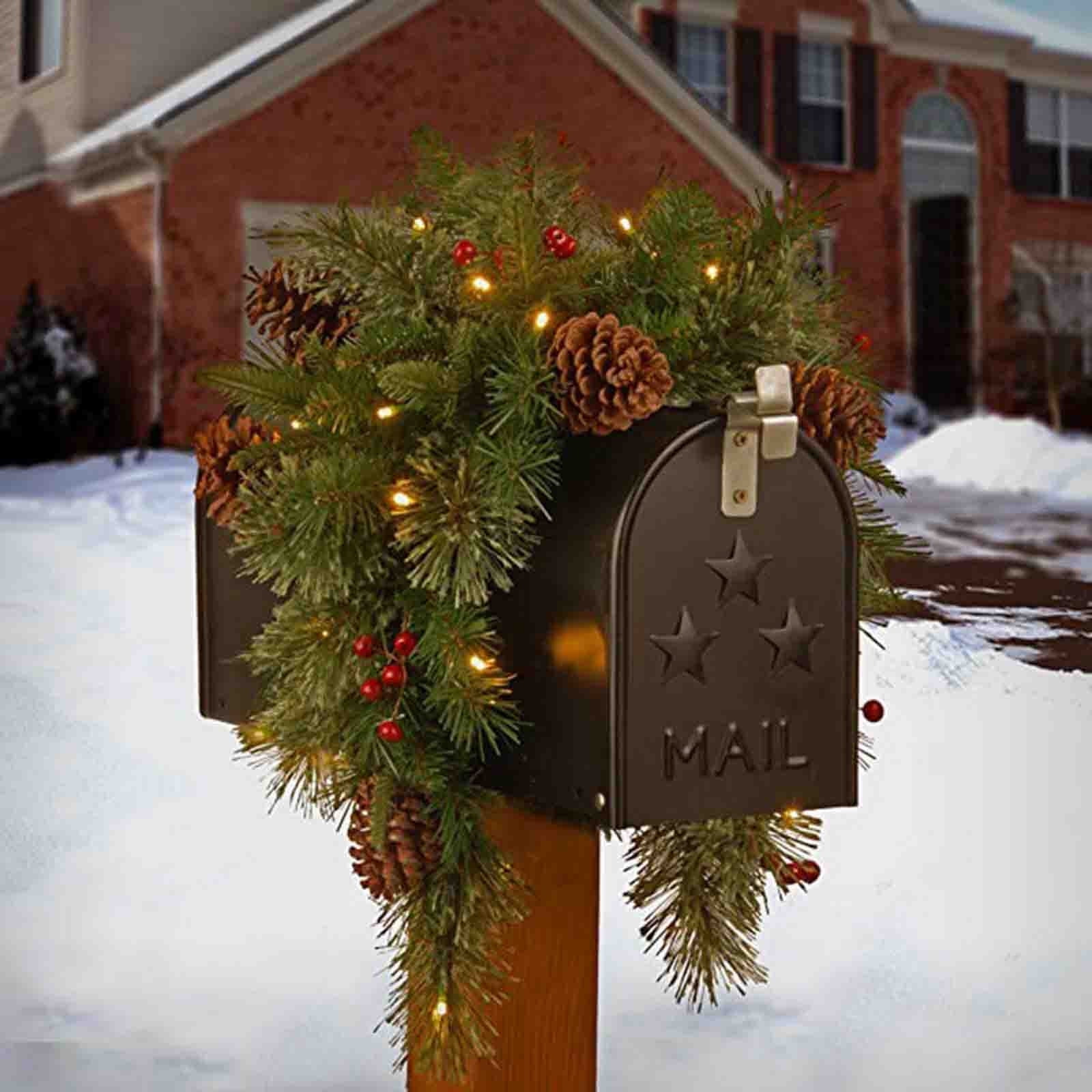 Christmas Mail Box Bows Timoo Prelit Christmas Mailbox Swag With Red Bow  Red Jamaica Ubuy