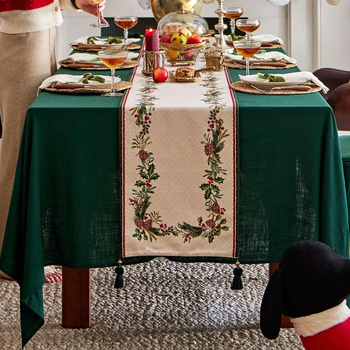 Christmas Plaid Tartan Table Runner - Ralph Lauren Style Plaid Horse Christmas  Table runner chevron/ribbon design 13\' x 30\' new handmade