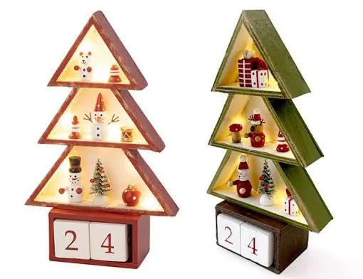 Christmas Scene 3-Shelf Lighted Wooden Advent Calendar: NOVA68.com