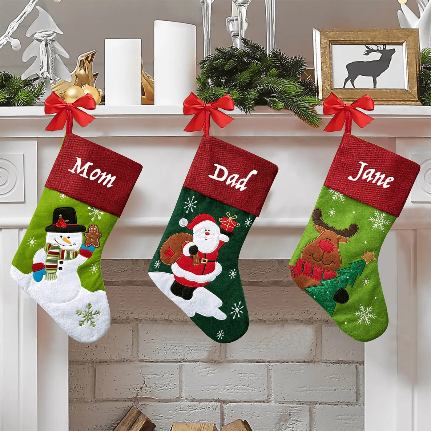 Christmas Stockings Felt Christmas Banner Personalized Wool Felt Christmas Stocking With Embroidered Name For Fa – TRITAMI