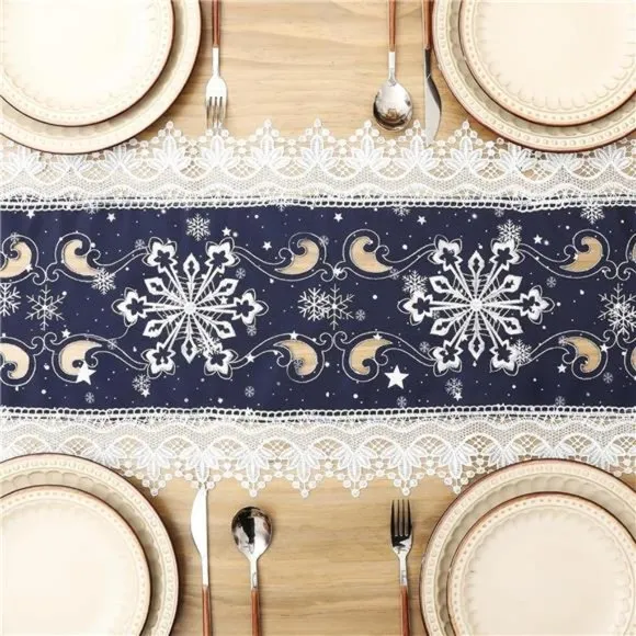 Christmas Table Runner, Holiday Table Runners Snowflake Winter, 70 ×15 Inches