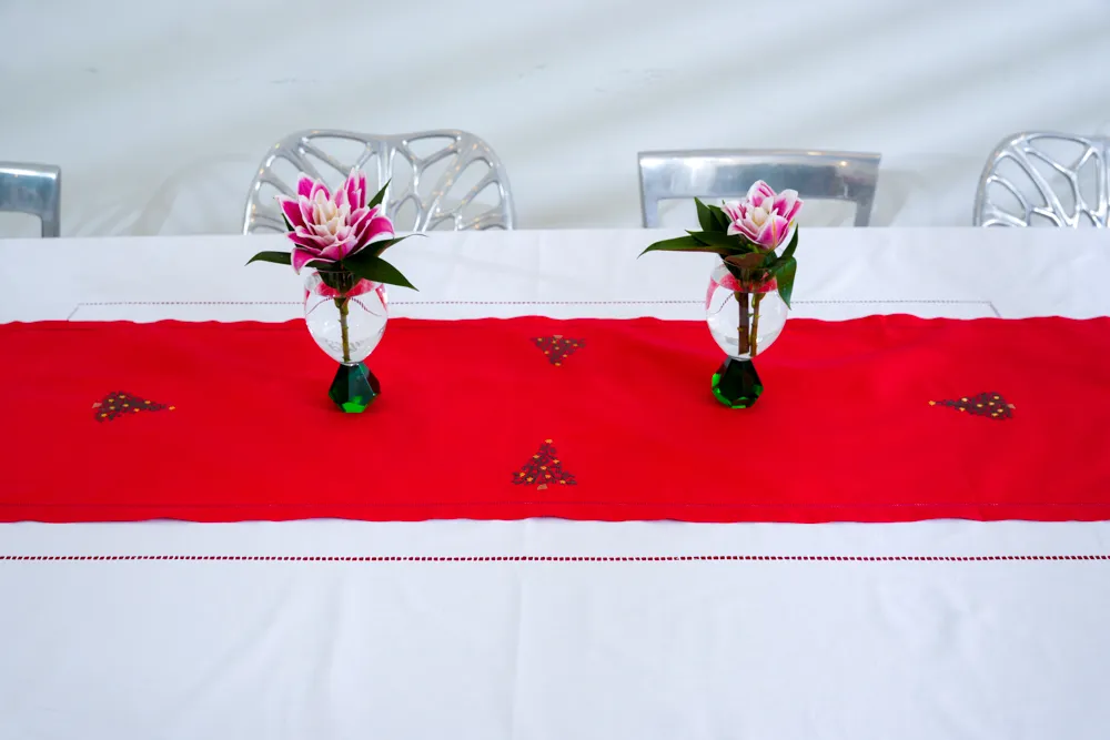 Christmas table runner-Pine tree embroidery