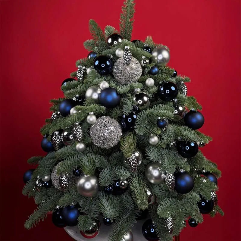 Christmas Table Tree in navy, silver & steel gray tones Midnight Frost -  Delivery in Dubai | Flower Power UAE