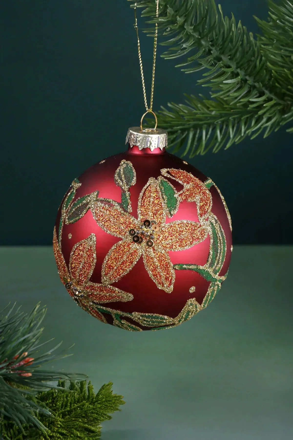 Christmas Tree Decorations Glass Christmas Ornaments Red Glass Christmas Ornaments Red – Handcrafted Baubles Set – Glitter Luxury