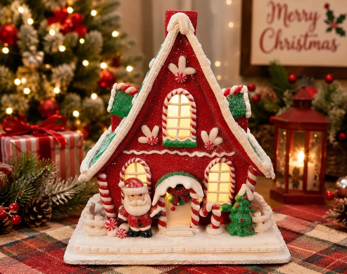 Christmas Tree Mr Christmas Gingerbread House Christmas Ceramic Lit Gingerbread House Cookie Jar