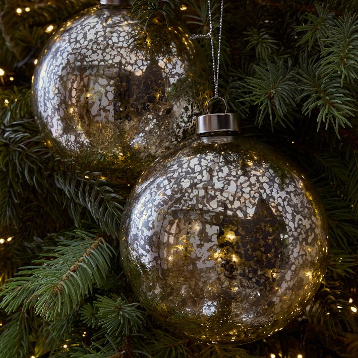 Christmas Tree Ornament Mercury Glass Ornament Set Victorian Style Indent  Mercury Glass Christmas Tree Ornament, Tinsel