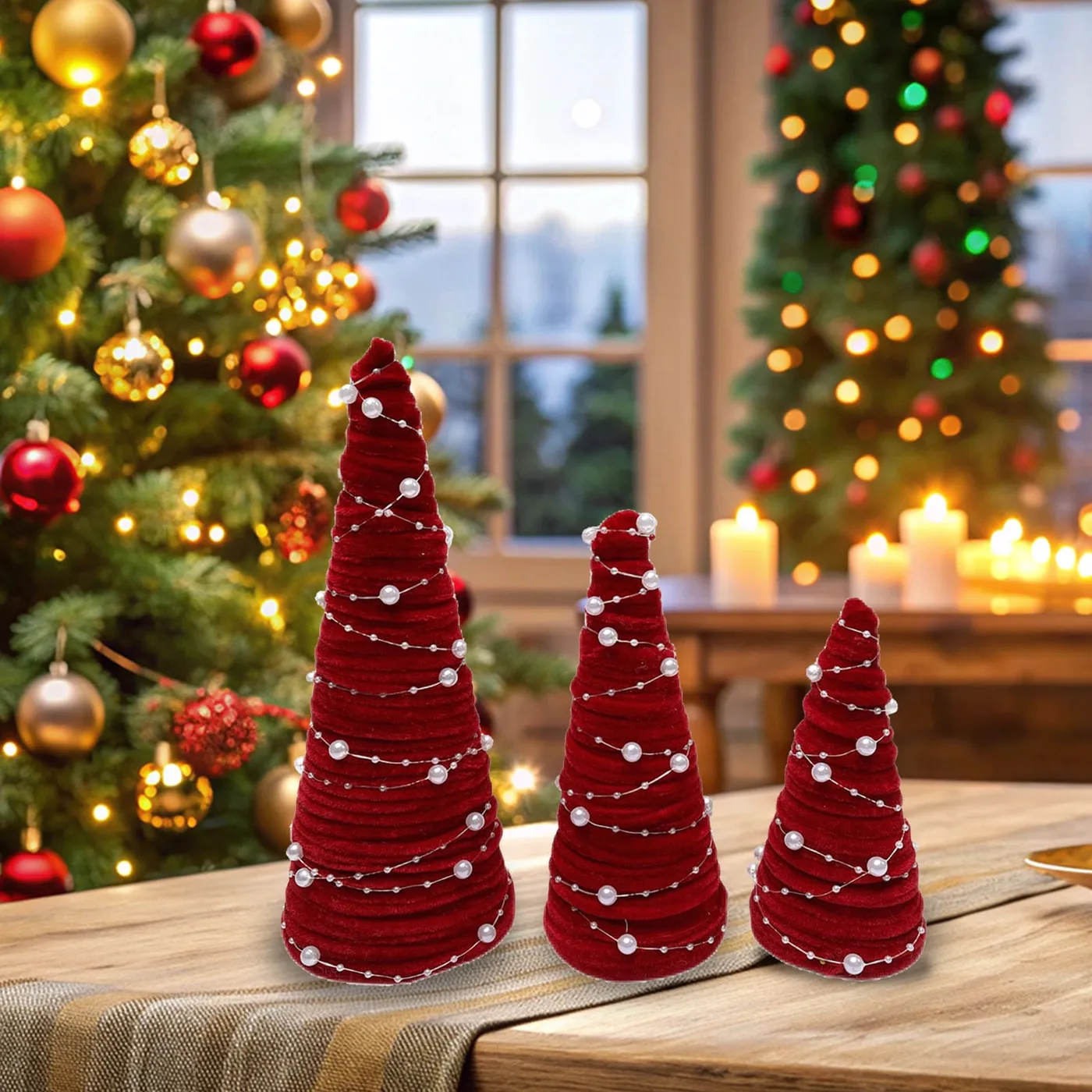 Christmas Velvet Trees Set of 3,Artificial Christmas Trees Tabletop,Modern Winter Tree Decorations,Small Christmas Velvet Decorations ,Rustic Xmas Table Top Centerpiece Decor for Home Entryway - Wal