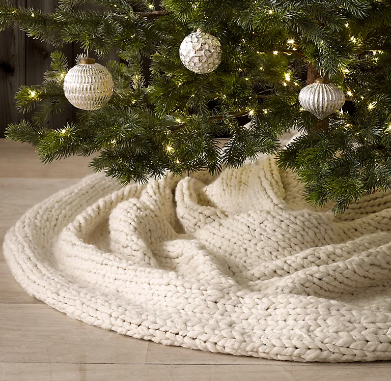 Chunky Hand-Knit Tree Skirt | RH