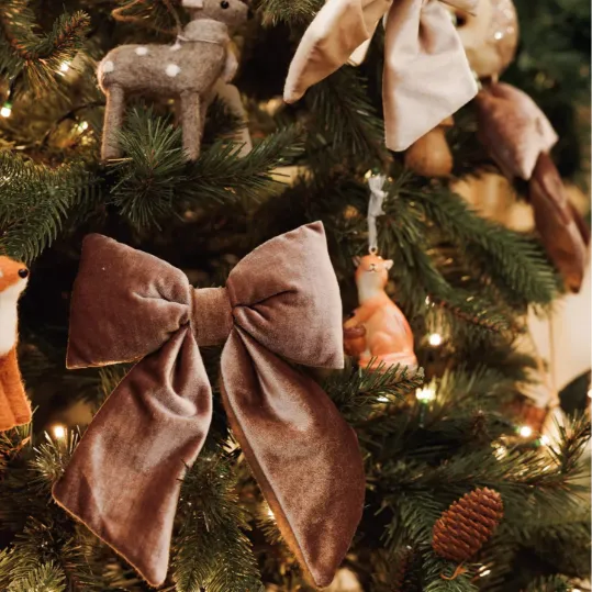 Clip on chocolate velvet bow | Christmas decoration | Osborne & Co.