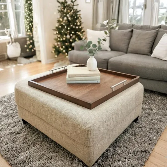 Coffee Table Tray Very Large Serving Tray Tray 28'x28' Horizon Wood Tray Extra Large Handcrafted Ottoman Tray Serving Tray Coffee Table Tray Wooden Decorative Tray