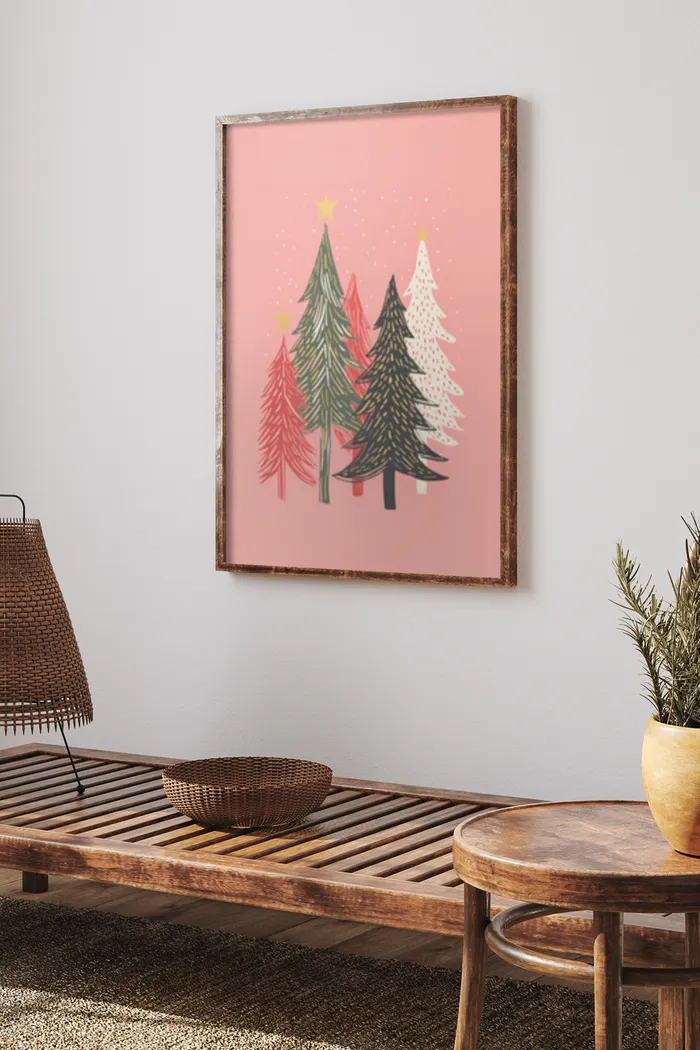 Colorful Christmas Trees Poster - Klumo Shop