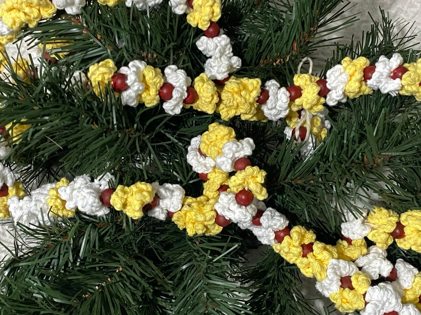 Crocheted Popcorn Garland – 6ft Holiday Decor | Mercari