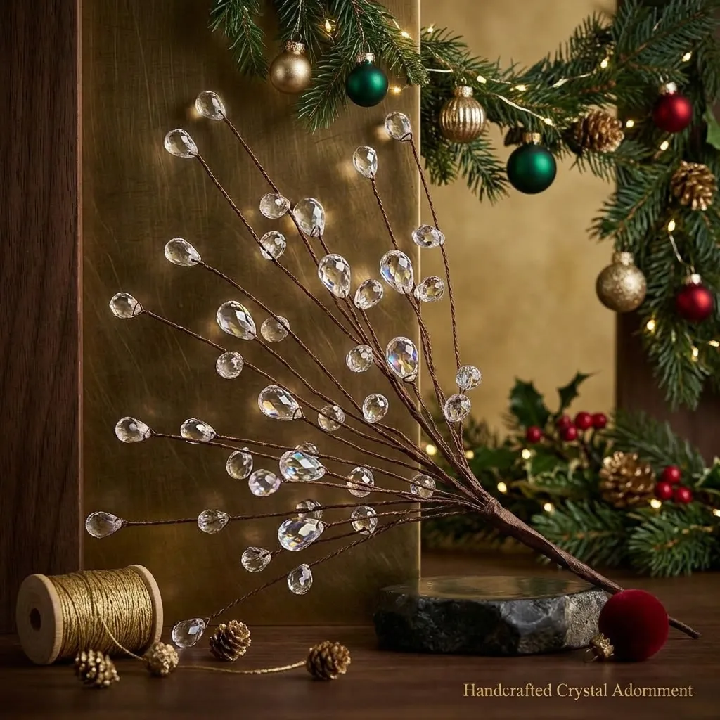 ✨ Crystal Beaded Christmas Tree Branch Picks – Instant Sparkle & Fuller Holiday Décor – Vistorao