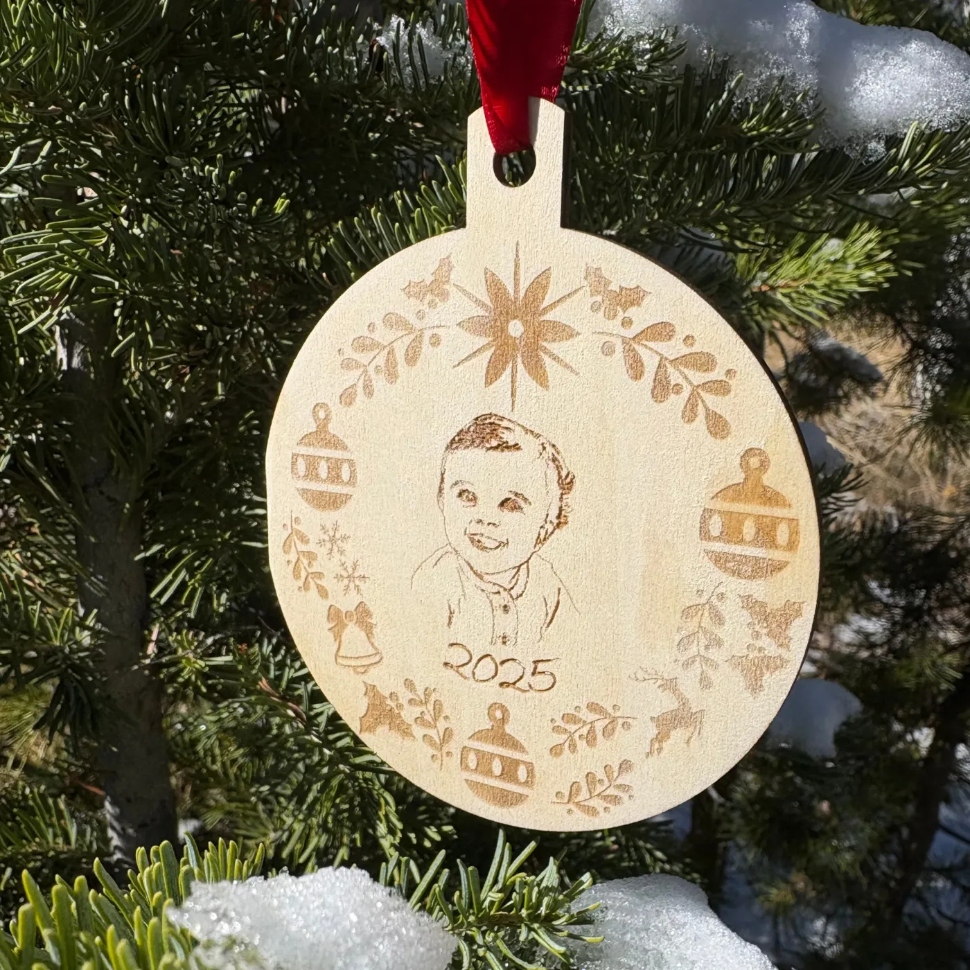 Custom Holiday Ornament - Engraved Photo Keepsake | Practical Baby