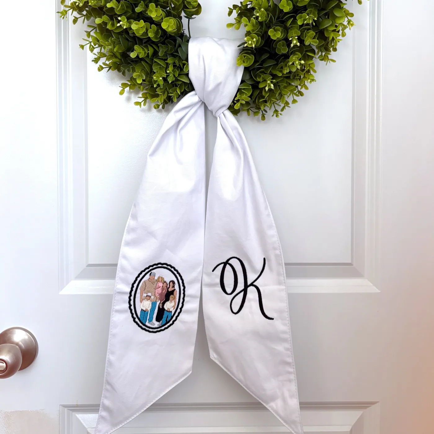 Custom Portrait Wreath Sash – Stitching the Magic